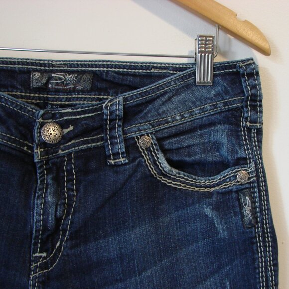 Silver Suki Surplus Jeans Bootcut Mid Rise Curvy Fit Dark Wash Size 31 - Picture 6 of 14